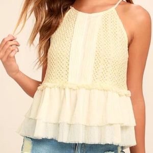 MOON RIVER Give Joy crochet tank top